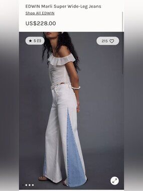 NWT Size 32 - EDWIN Marli Super Wide-Leg Jeans 99% Cotton (NWT US$ 228)